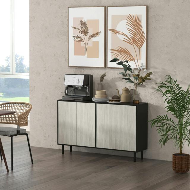 Rackhams Sideboard Storage Cabinet for Living Room with Adjustable Shelves Black - Black