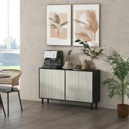 Rackhams Sideboard Storage Cabinet for Living Room with Adjustable Shelves Black - Black - thumbnail 1