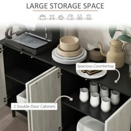 Rackhams Sideboard Storage Cabinet for Living Room with Adjustable Shelves Black - Black - thumbnail 4