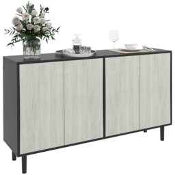 Rackhams Sideboard Storage Cabinet for Living Room with Adjustable Shelves Black - Black - thumbnail 3