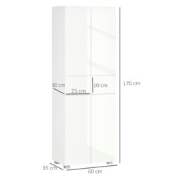 Rackhams Kitchen Cupboard Storage Cabinet Push Open Doors and Drawers, White - High Gloss White - thumbnail 3