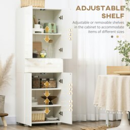 Rackhams Kitchen Cupboard Storage Cabinet Push Open Doors and Drawers, White - High Gloss White - thumbnail 5