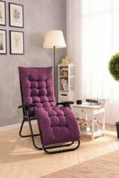 Rackhams 160 cm W x 50cm D Purple Garden Bench Cushion Sun Lounger Cushion - Purple - One Size - thumbnail 2
