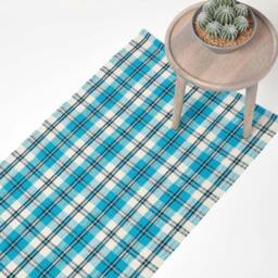 Rackhams Irvine Handwoven Blue Tartan 100% Cotton Rug - 120 x 170 cm - thumbnail 2