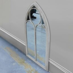 Rackhams Milton Vintage Cream Metal Frame Arch Window Wall Mirror 112cm x 61cm - Brown - thumbnail 6