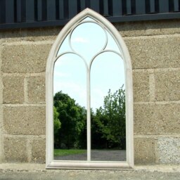 Rackhams Milton Vintage Cream Metal Frame Arch Window Wall Mirror 112cm x 61cm - Brown - thumbnail 3