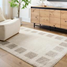 Rackhams Fossay Shag-Washable Beige Grey Modern High Pile Rug - 140 x 200 cm - thumbnail 1