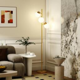 Rackhams Modern Tree Floor Lamp with 3 Light, for Living Room Bedroom, Silver - Gold, white