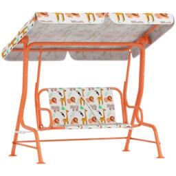 Rackhams Kids Porch Swing with Seat Belts, Adjustable Canopy, Orange - thumbnail 3