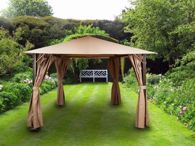 Rackhams Venice Garden Gazebo with Curtains – All-Weather Steel Frame - 3 Sizes - 3m x 3m - image 1