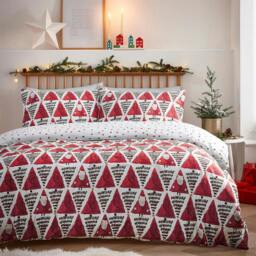 Rackhams Hide + Seek Santa Claus Duvet Cover Set - Red - 120cm x 150cm - Red - 50% Cotton/50% Polyester - thumbnail 2