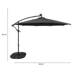 Rackhams LED Cantilever Parasol 3m With Full Fan Base – Grey - thumbnail 5