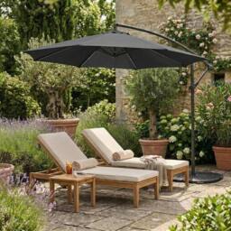 Rackhams LED Cantilever Parasol 3m With Full Fan Base – Grey - thumbnail 4