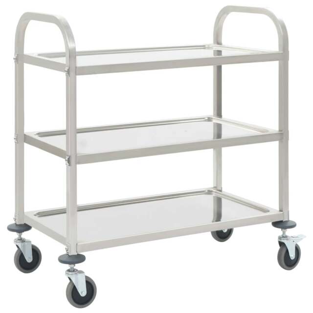 Rackhams 3-Tier Kitchen Trolley 96.5x55x90 cm Stainless Steel