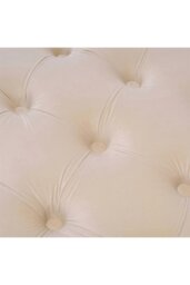 Rackhams Beige Buttoned Velvet Rectangular Ottoman Footstool with Gourd-shaped Legs - Beige - thumbnail 4