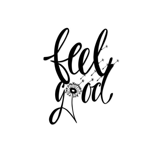 "Rackhams Modern Metal Wall Art ""Feel Good"" Home Ornament Decorative Minimalist Design Hanging Wall Sculpture, Black - Metal - Black" - image 1