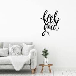 "Rackhams Modern Metal Wall Art ""Feel Good"" Home Ornament Decorative Minimalist Design Hanging Wall Sculpture, Black - Metal - Black" - thumbnail 2