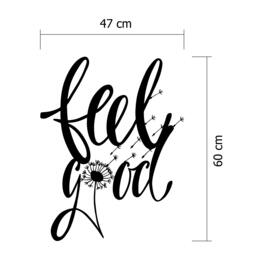 "Rackhams Modern Metal Wall Art ""Feel Good"" Home Ornament Decorative Minimalist Design Hanging Wall Sculpture, Black - Metal - Black" - thumbnail 3