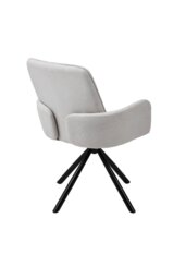 Rackhams Linen Modern Swivel Chair with Black Legs - White - thumbnail 4