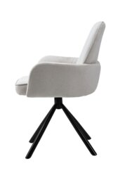 Rackhams Linen Modern Swivel Chair with Black Legs - White - thumbnail 5