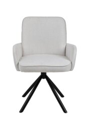 Rackhams Linen Modern Swivel Chair with Black Legs - White - thumbnail 6