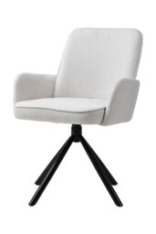 Rackhams Linen Modern Swivel Chair with Black Legs - White