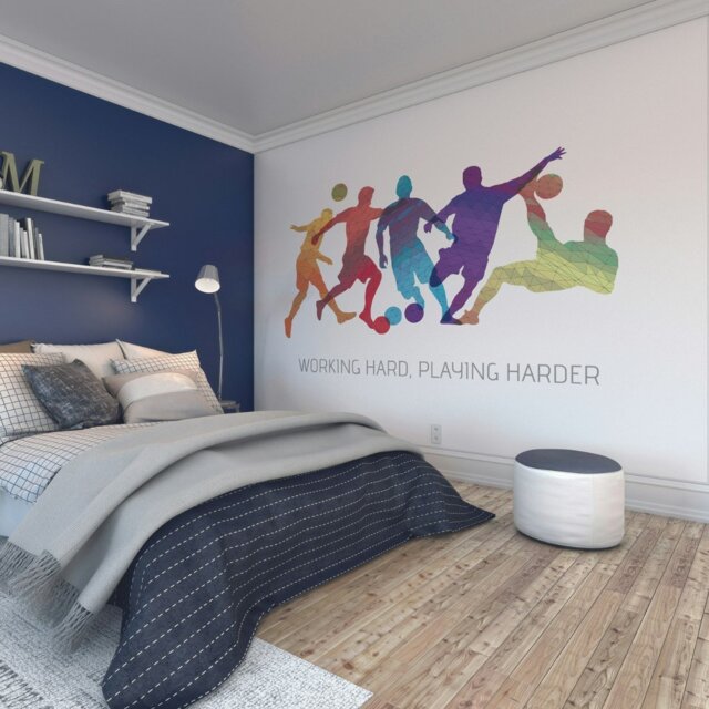Rackhams Geo Footballers Wall Mural - Medium - W300cm x H240cm - image 1