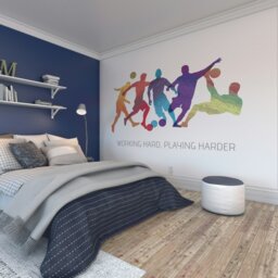Rackhams Geo Footballers Wall Mural - Medium - W300cm x H240cm - thumbnail 1