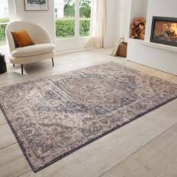 Rackhams Terrain Designer Shortpile Cream Blue Rug - 80X120 cm - thumbnail 5