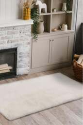 Rackhams Luxury White Faux Fur Rug - 70X90 cm - thumbnail 5