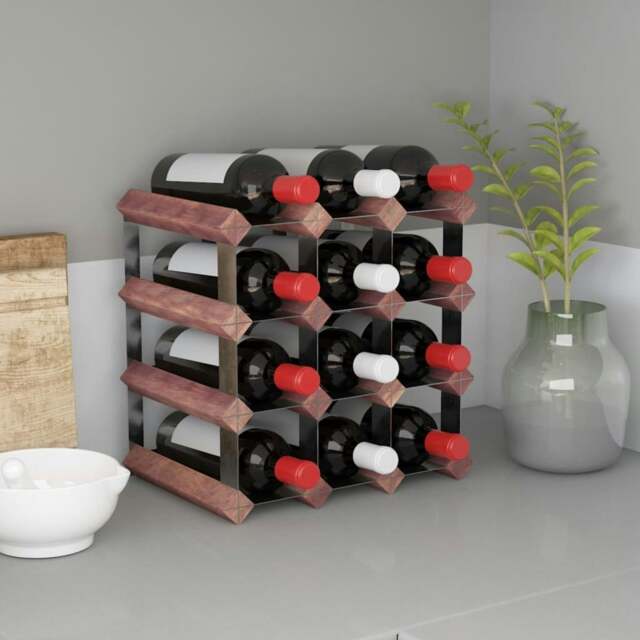 Rackhams Wine Rack for 12 Bottles Brown Solid Wood Pine