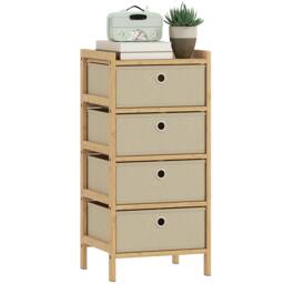 Rackhams Chest of Drawers, 4 Drawers Dresser with Bamboo Frame - Light Grey - 33 x 29 x 70 cm - thumbnail 3