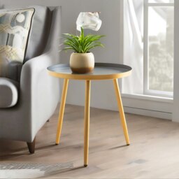 Rackhams Small Round Metal Side Coffee Table Gold - thumbnail 6