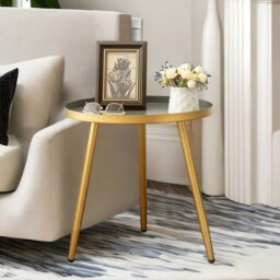 Rackhams Small Round Metal Side Coffee Table Gold - thumbnail 5
