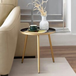 Rackhams Small Round Metal Side Coffee Table Gold - thumbnail 2