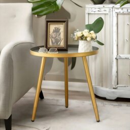 Rackhams Small Round Metal Side Coffee Table Gold - thumbnail 4