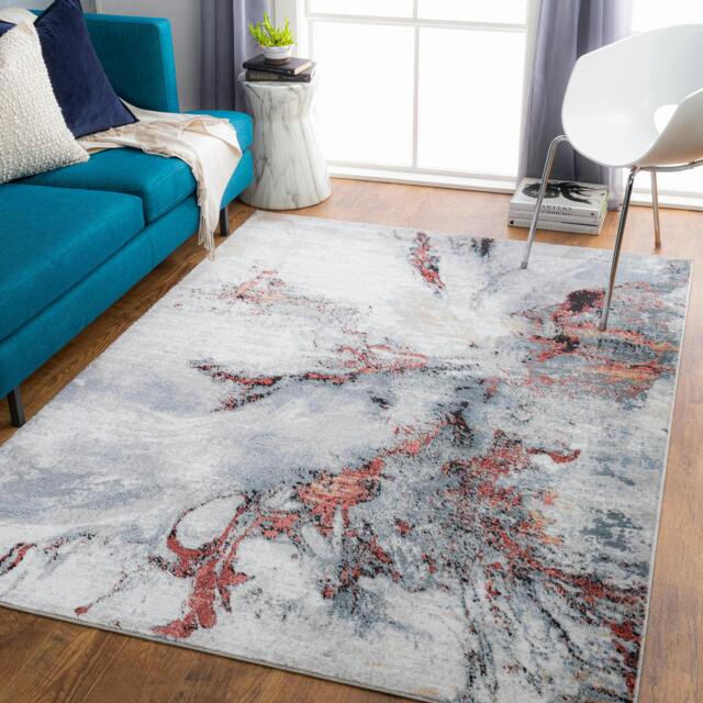 Rackhams Jolie-Abstract Burgundy Grey Beige Black Modern Marble Rug - 200 x 275 cm - image 1