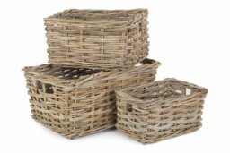 Rackhams Rectangular Grey Rattan Storage Baskets - Set of 3 - thumbnail 1