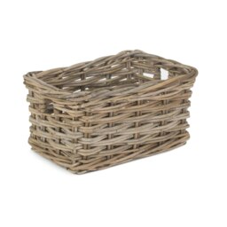 Rackhams Rectangular Grey Rattan Storage Baskets - Set of 3 - thumbnail 2