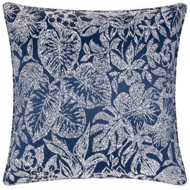 Rackhams Bali Jacquard Botanical Cushion Cover - Midnight - 50cm x 50cm - Midnight - 100% Polyester - image 1