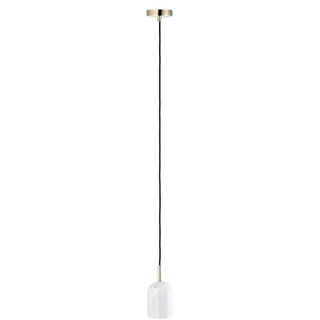 Rackhams White Marble Pendant Lamp Fitting in Scandinavian Design with Black Fabric Cable - image 1