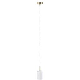 Rackhams White Marble Pendant Lamp Fitting in Scandinavian Design with Black Fabric Cable