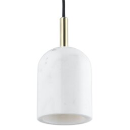 Rackhams White Marble Pendant Lamp Fitting in Scandinavian Design with Black Fabric Cable - thumbnail 2