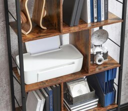 Rackhams Industrial 5 Tier Rustic Brown Bookcase Zig Zag - thumbnail 3