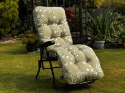 Rackhams Deluxe Garden Relaxer Chair - Multi-Position Reclining Lounger - Renaissance Grey (Black Frame) - 99cm x 58cm x 73cm - thumbnail 2