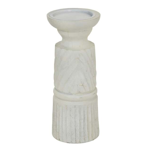 Rackhams Carved Candle Holder - White - White - One Size - 100% Mixed - image 1
