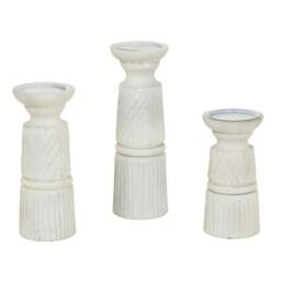 Rackhams Carved Candle Holder - White - White - One Size - 100% Mixed - thumbnail 3