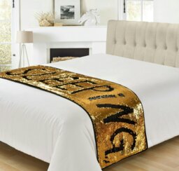 Rackhams Mermaid Sparkle Sequins Decorative Throw - 65cm x 200cm - Gold