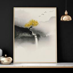 Rackhams Japanese wall hanging - set of 3 wall art prints - 20 x 30 in / 50 x 76 cm - Matte Museum Quality Art Paper 290 gsm - Oak Frame - thumbnail 4