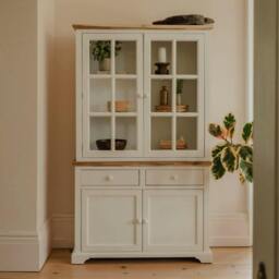 Rackhams Florence Glass Door Display Cabinet Large Dresser Assembled - White - thumbnail 1